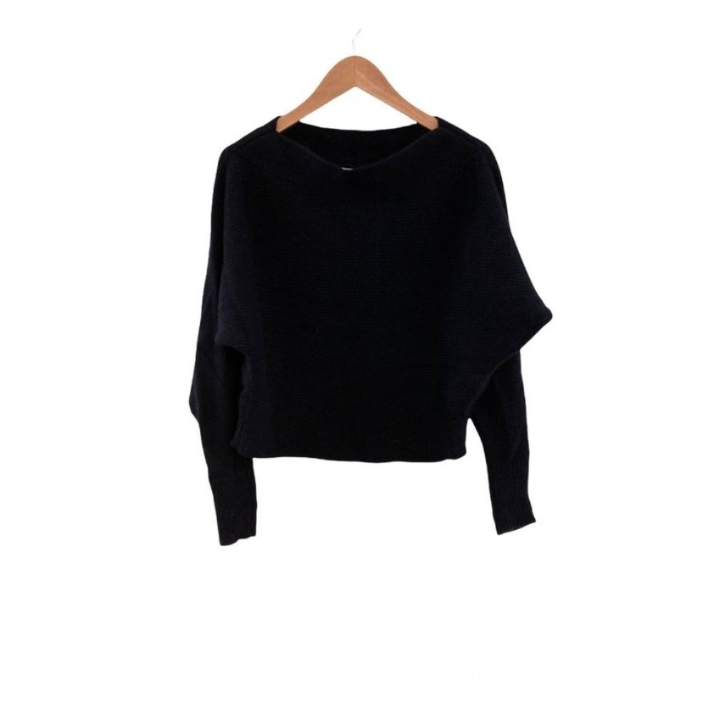 LEWIT Dolman Sleeve Boatneck Navy Cashmere Sweater. Size S